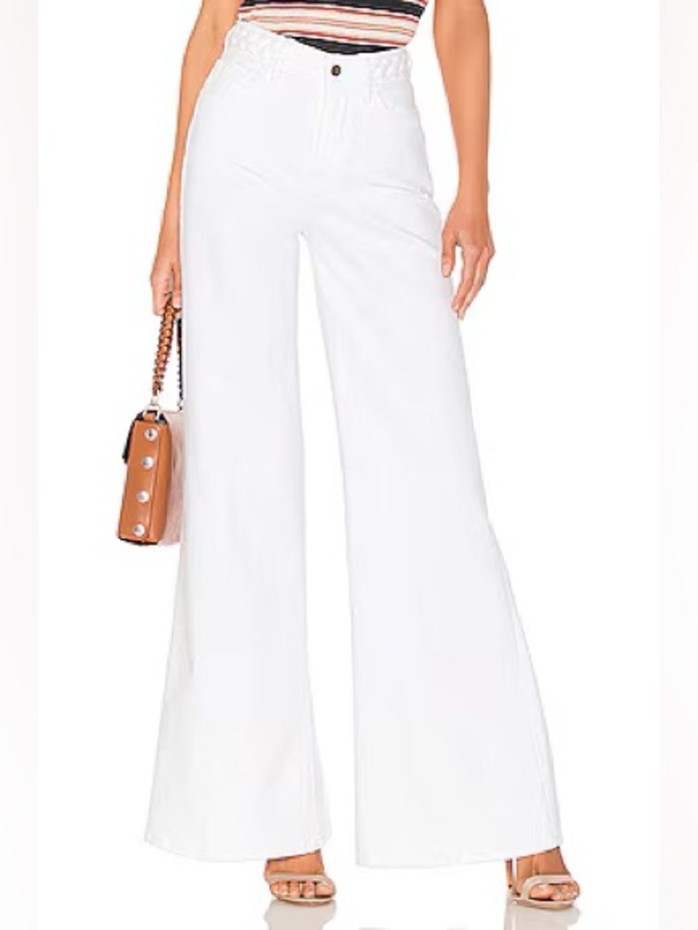 Frame Denim Le Palazzo Braided Wide Leg in Blanc